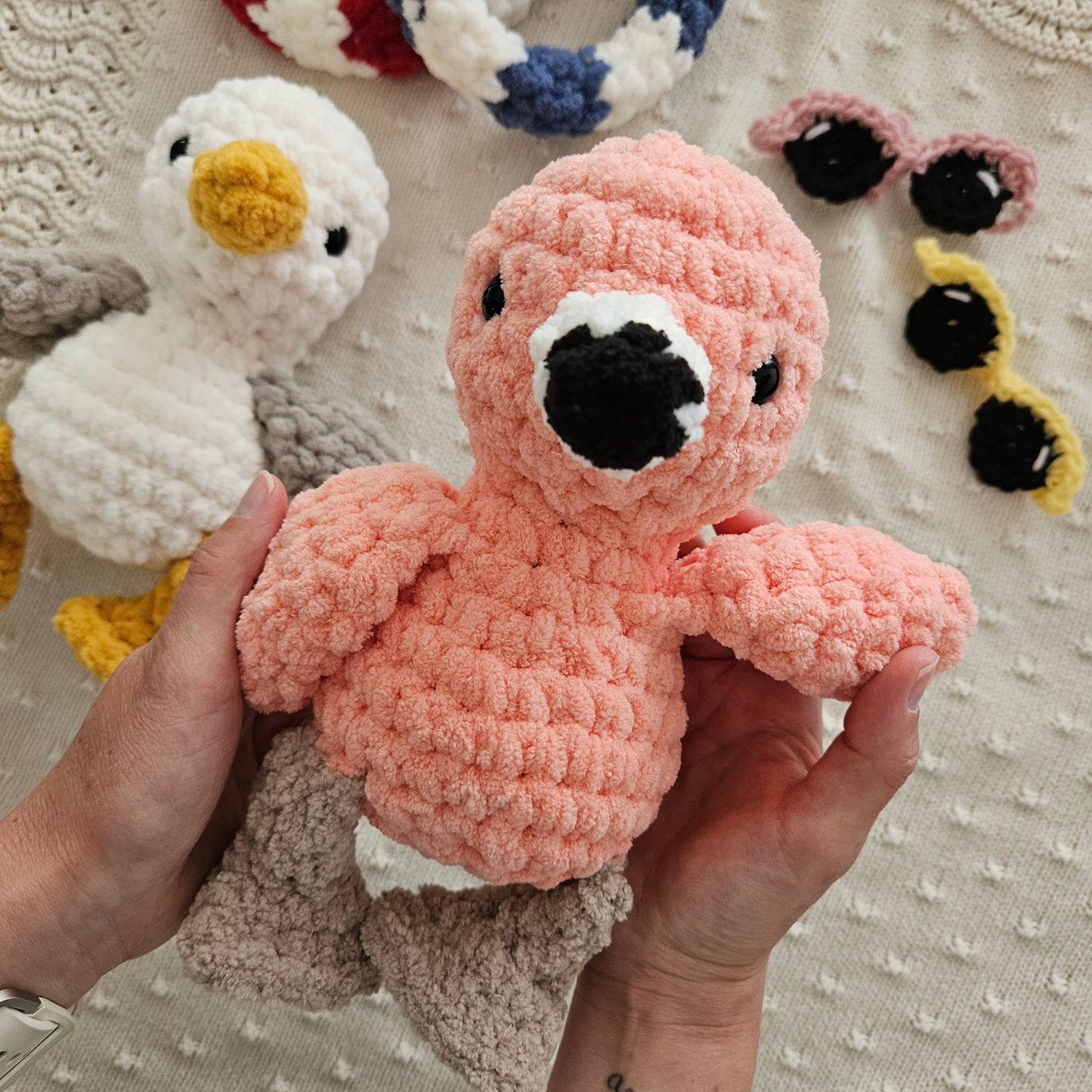 Flamingo Beachy Stuffie COLOUR GUIDE + Beak Pattern (Crochet Pattern)