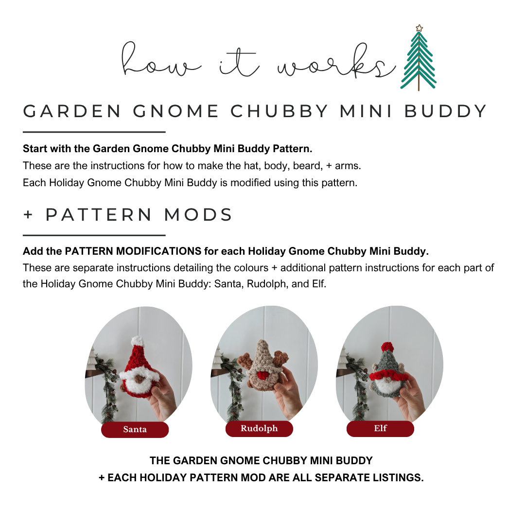 Pattern Modification: Crochet Rudolph Gnome - Chubby Mini Buddy (Crochet Pattern Mod)