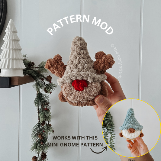 Pattern Modification: Crochet Rudolph Gnome - Chubby Mini Buddy (Crochet Pattern Mod)