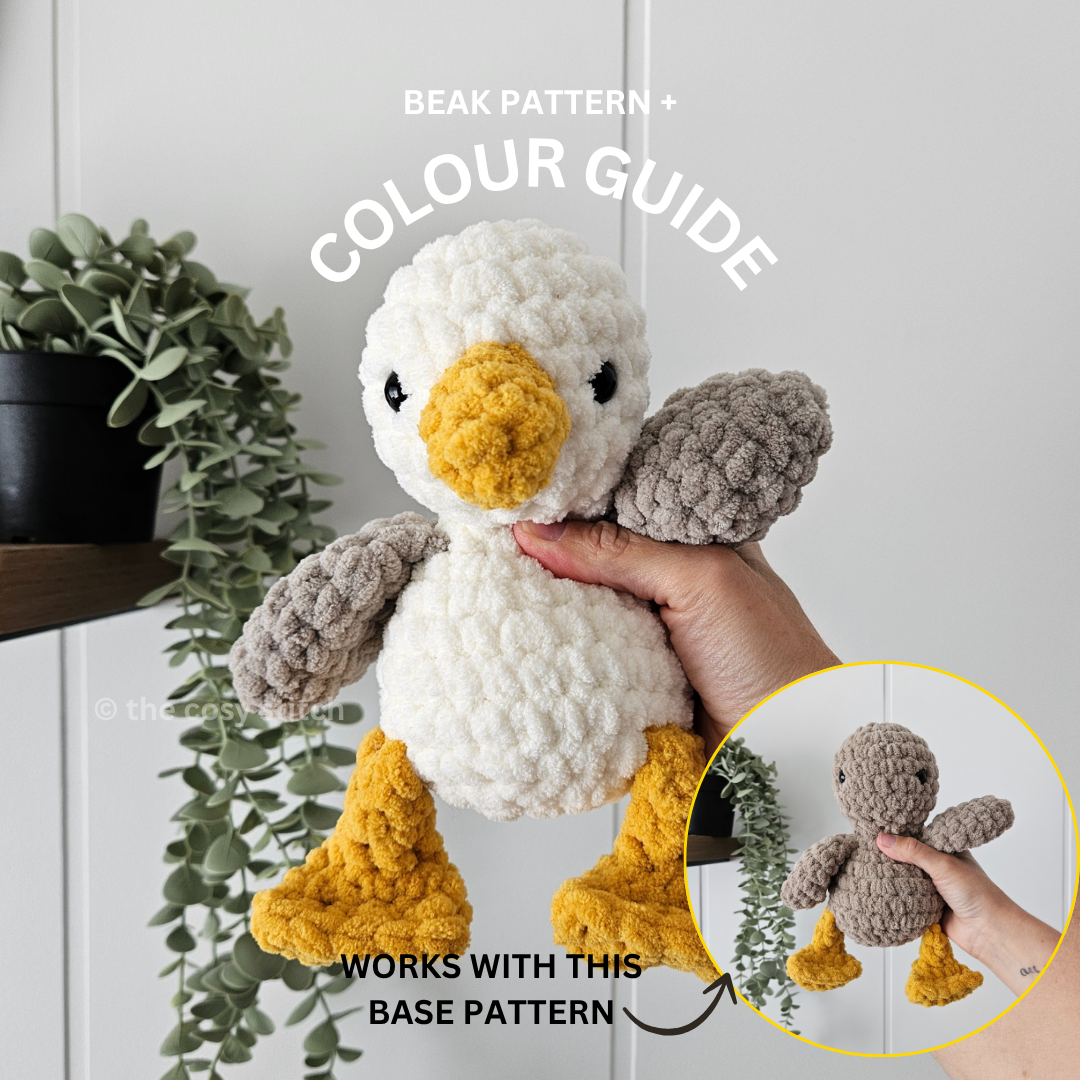 Seagull Beachy Stuffie COLOUR GUIDE + Beak Pattern (Crochet Pattern)