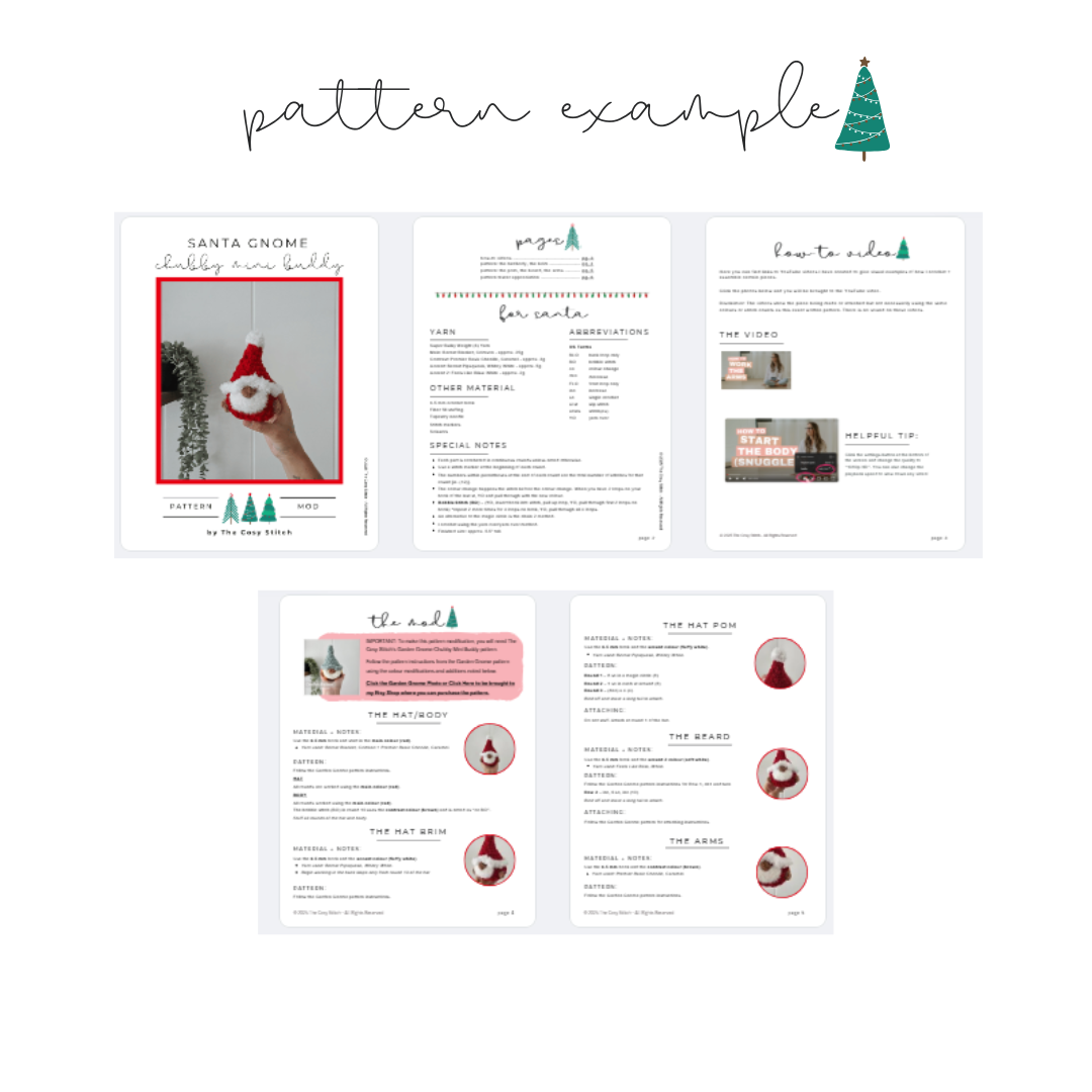 Pattern Modification: Crochet Santa Gnome - Chubby Mini Buddy (Crochet Pattern Mod)