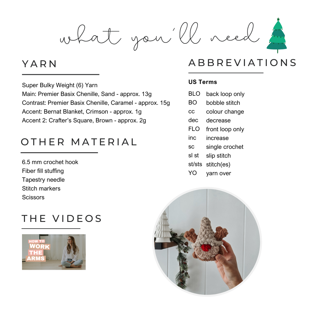 Pattern Modification: Crochet Rudolph Gnome - Chubby Mini Buddy (Crochet Pattern Mod)