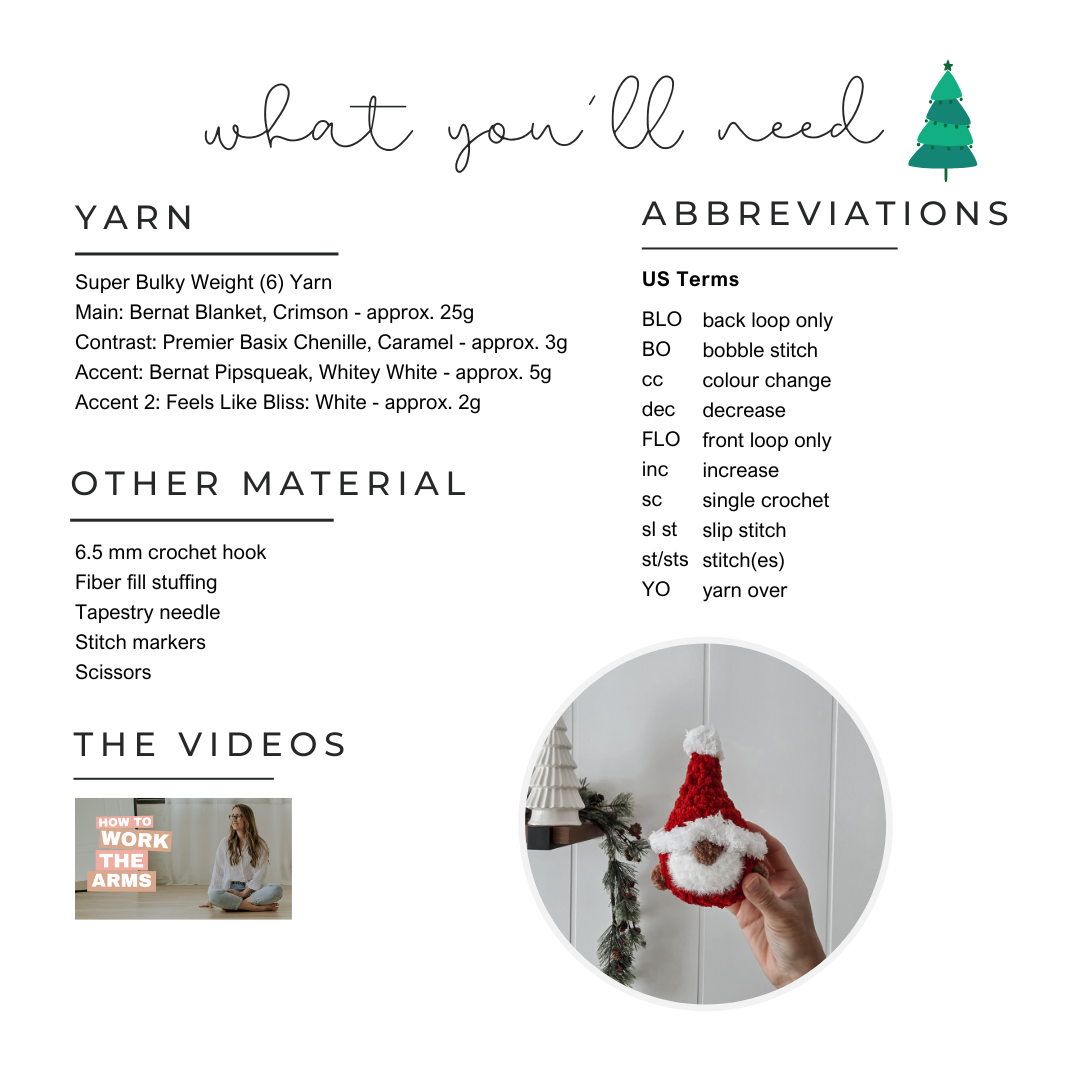 Pattern Modification: Crochet Santa Gnome - Chubby Mini Buddy (Crochet Pattern Mod)