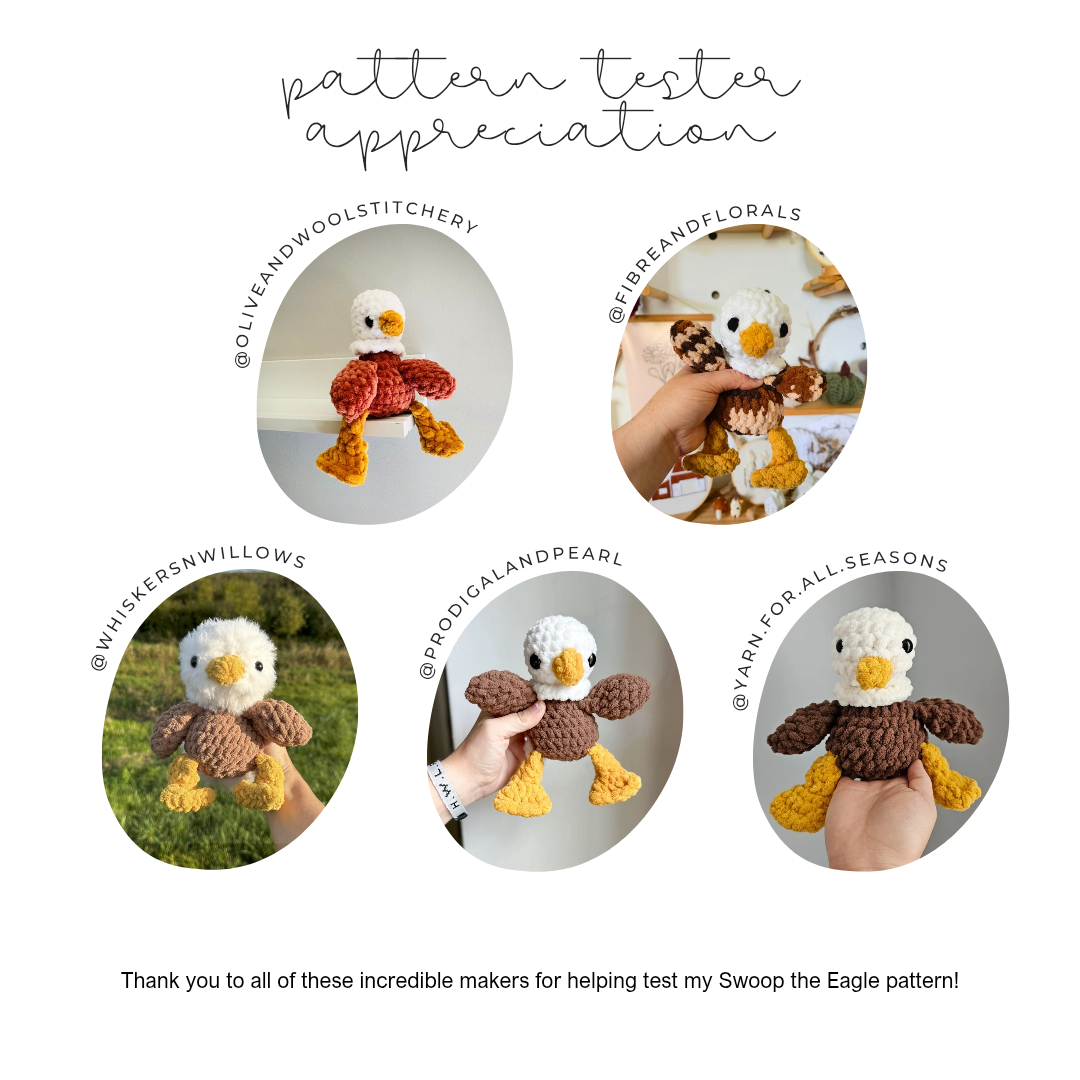 Eagle Stuffie COLOUR GUIDE + Beak, Frill, Tail Pattern (Crochet Pattern)