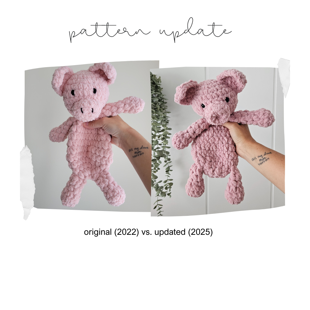 Puddie the Piglet Snuggler *Update* (Crochet Pattern)