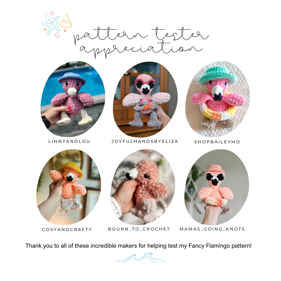 Flamingo Beachy Stuffie COLOUR GUIDE + Beak Pattern (Crochet Pattern)