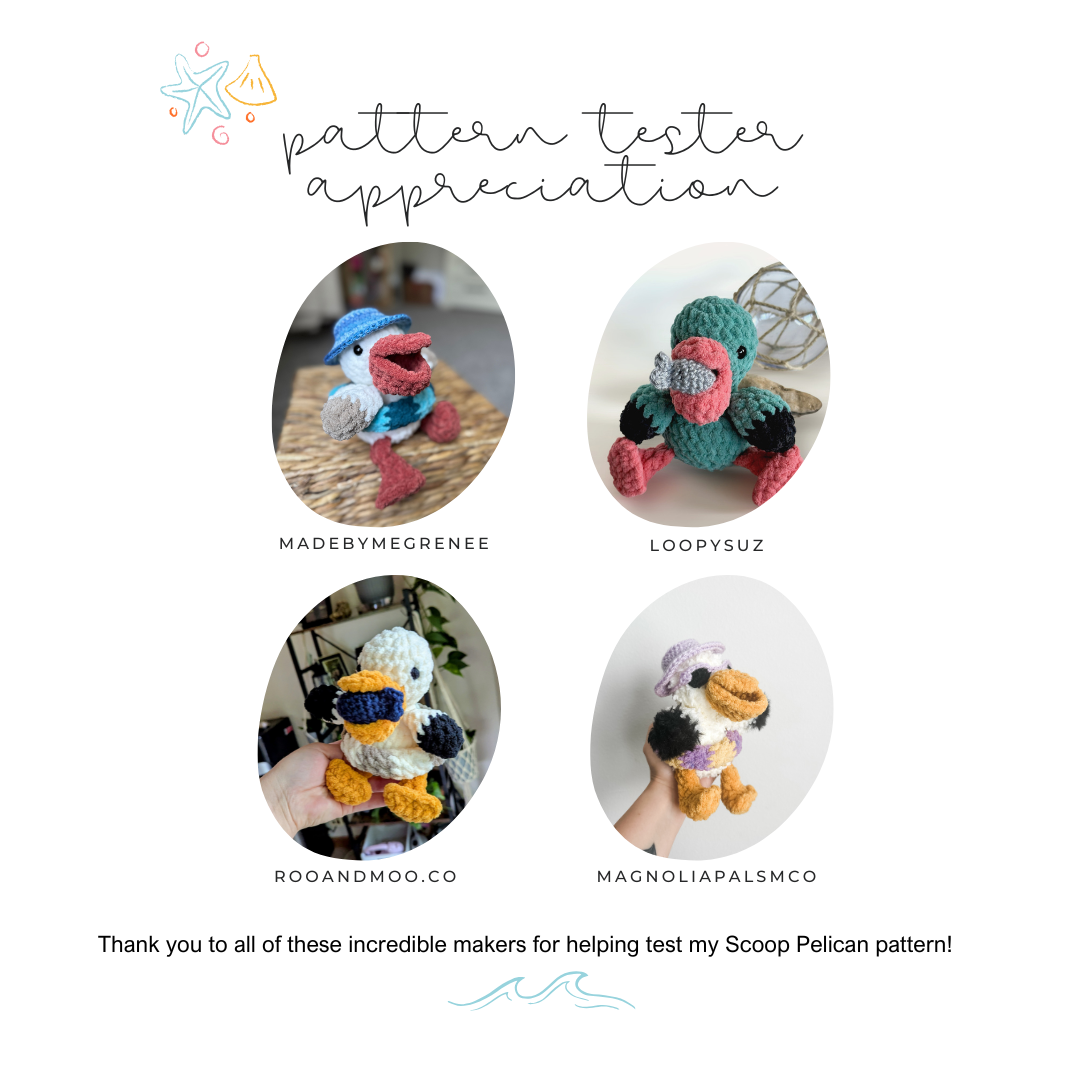 Pelican Beachy Stuffie COLOUR GUIDE + Bill Pattern (Crochet Pattern)
