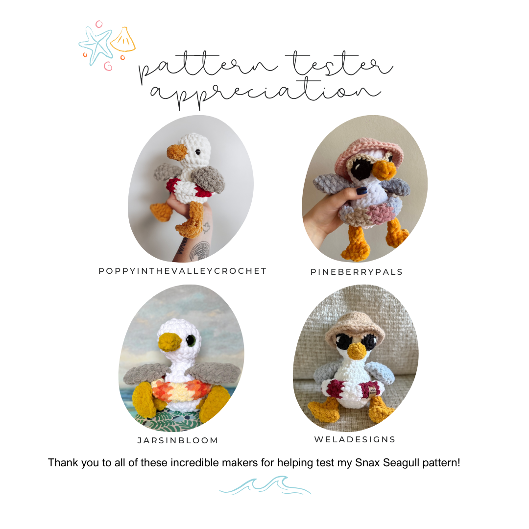 Seagull Beachy Stuffie COLOUR GUIDE + Beak Pattern (Crochet Pattern)