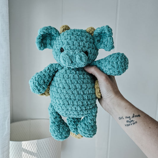 Dewie the Dragon Chunky Stuffie (Crochet Pattern)