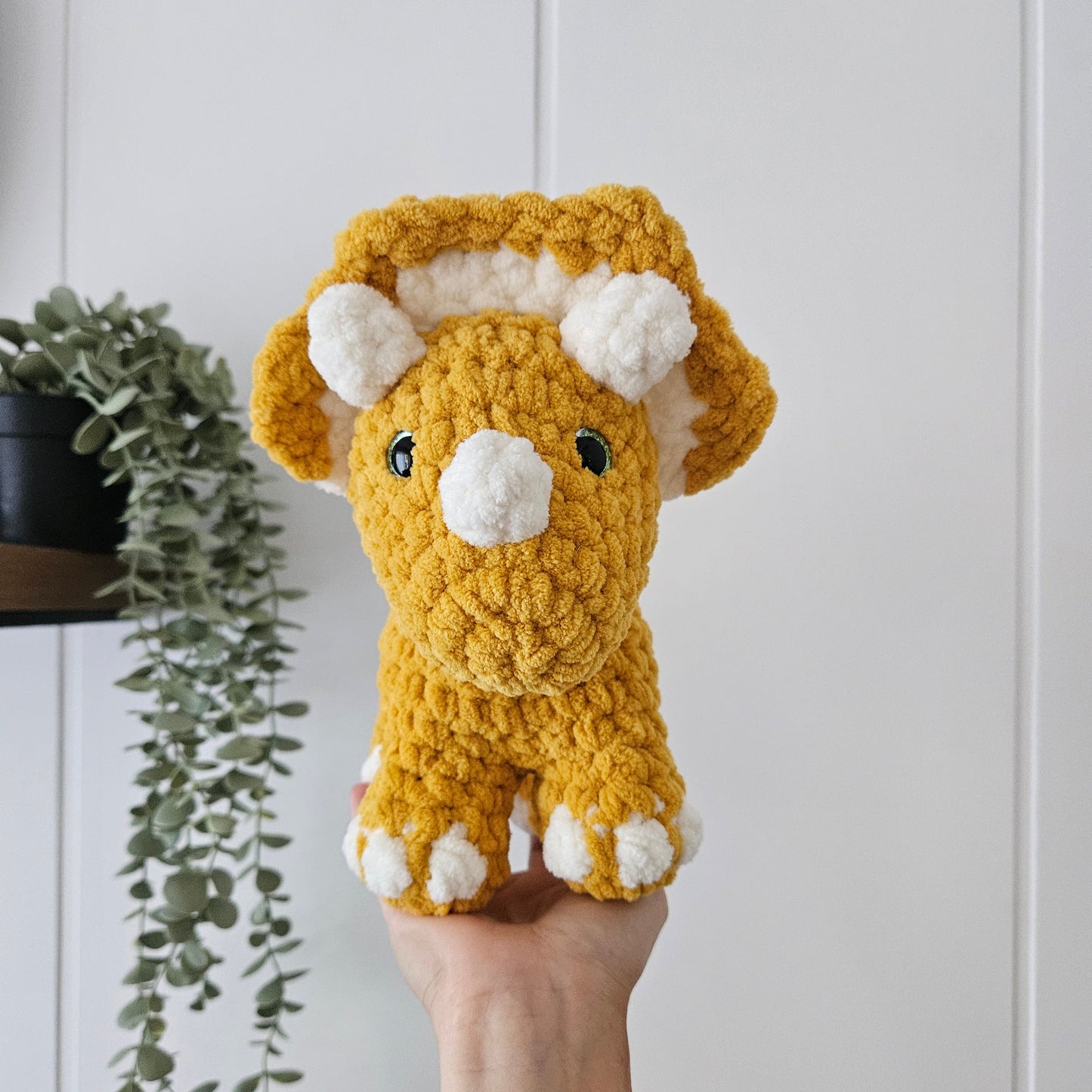 Trois the Triceratops Plushie (Crochet Pattern)