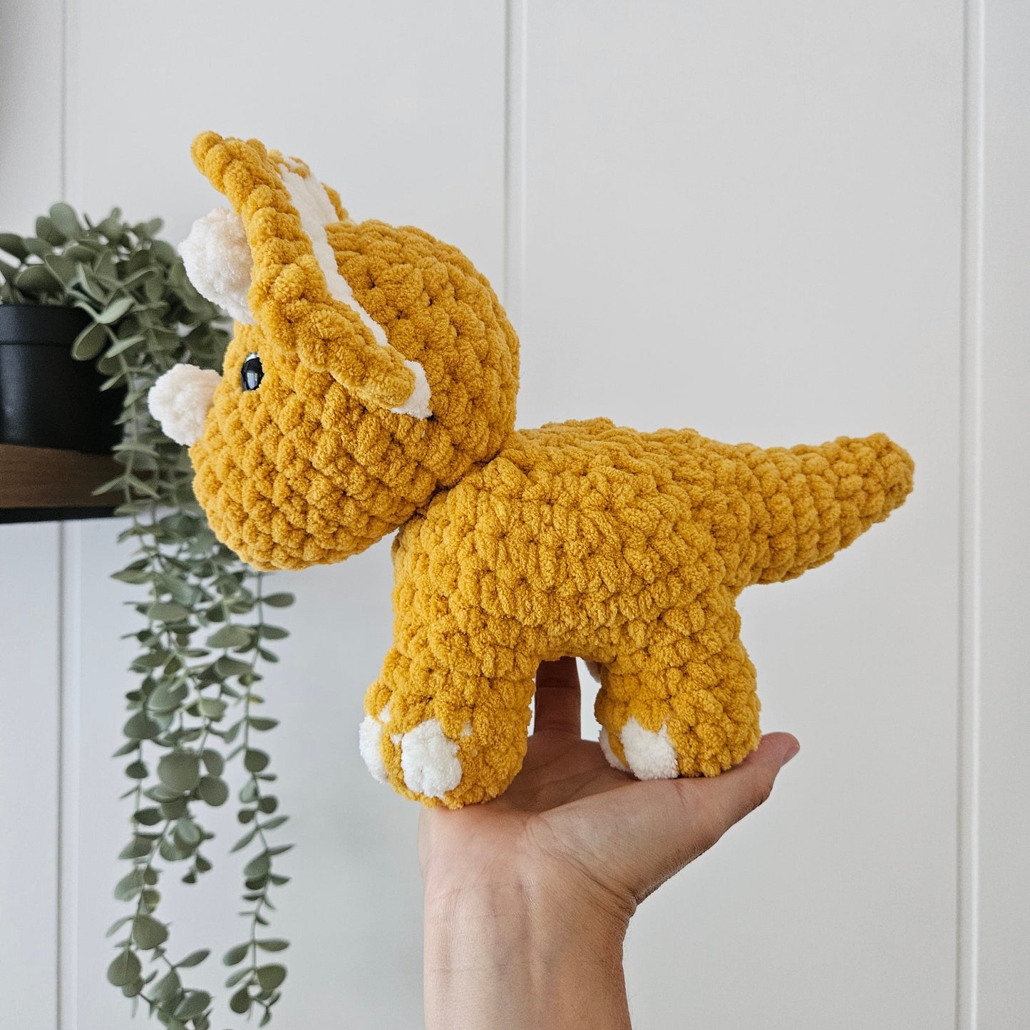 Trois the Triceratops Plushie (Crochet Pattern)