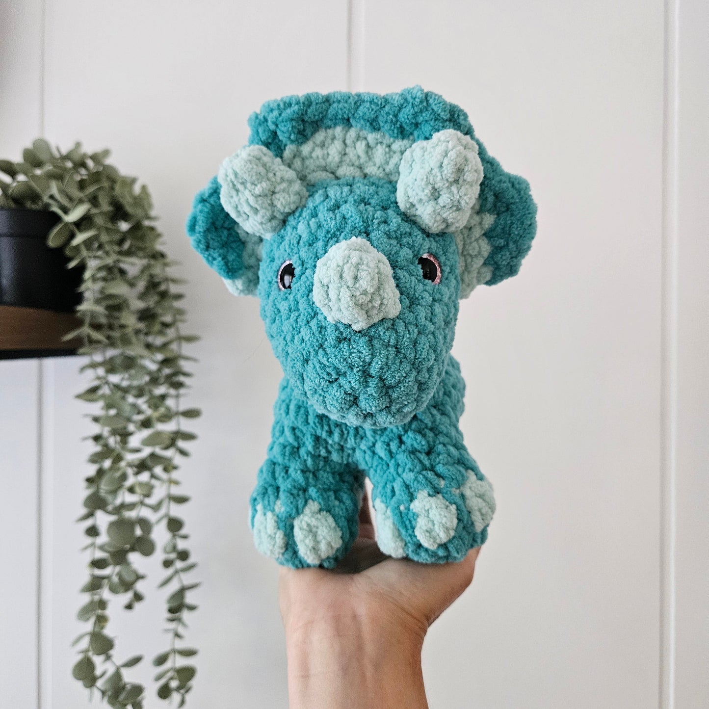 Trois the Triceratops Plushie (Crochet Pattern)