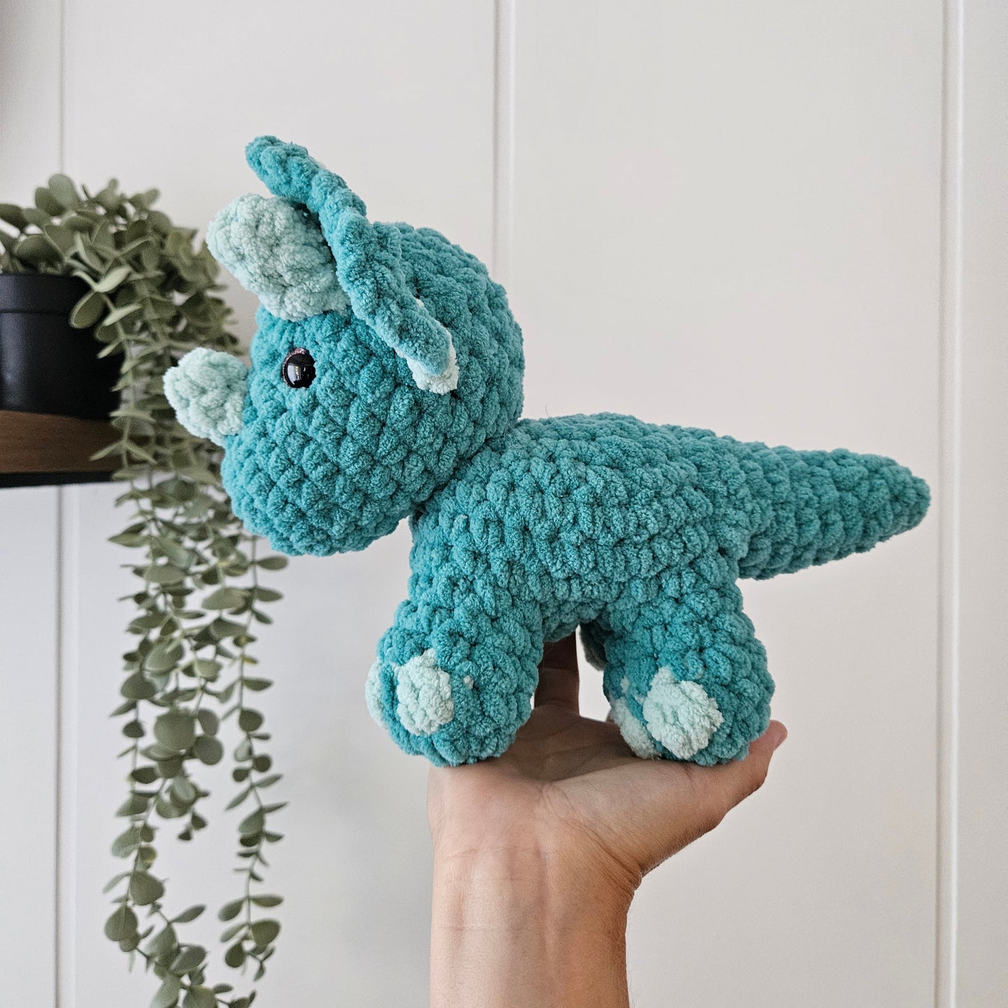 Trois the Triceratops Plushie (Crochet Pattern)