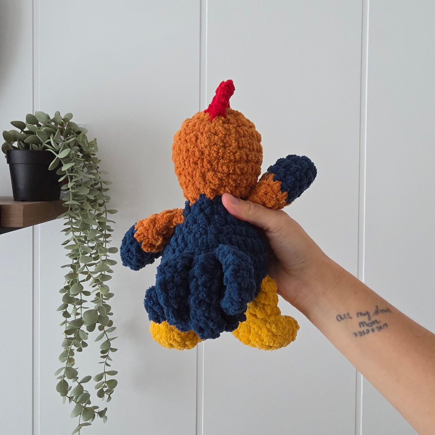 Rooster Stuffie COLOUR GUIDE + Beak, Wattle, Comb, Tail Pattern (Crochet Pattern)