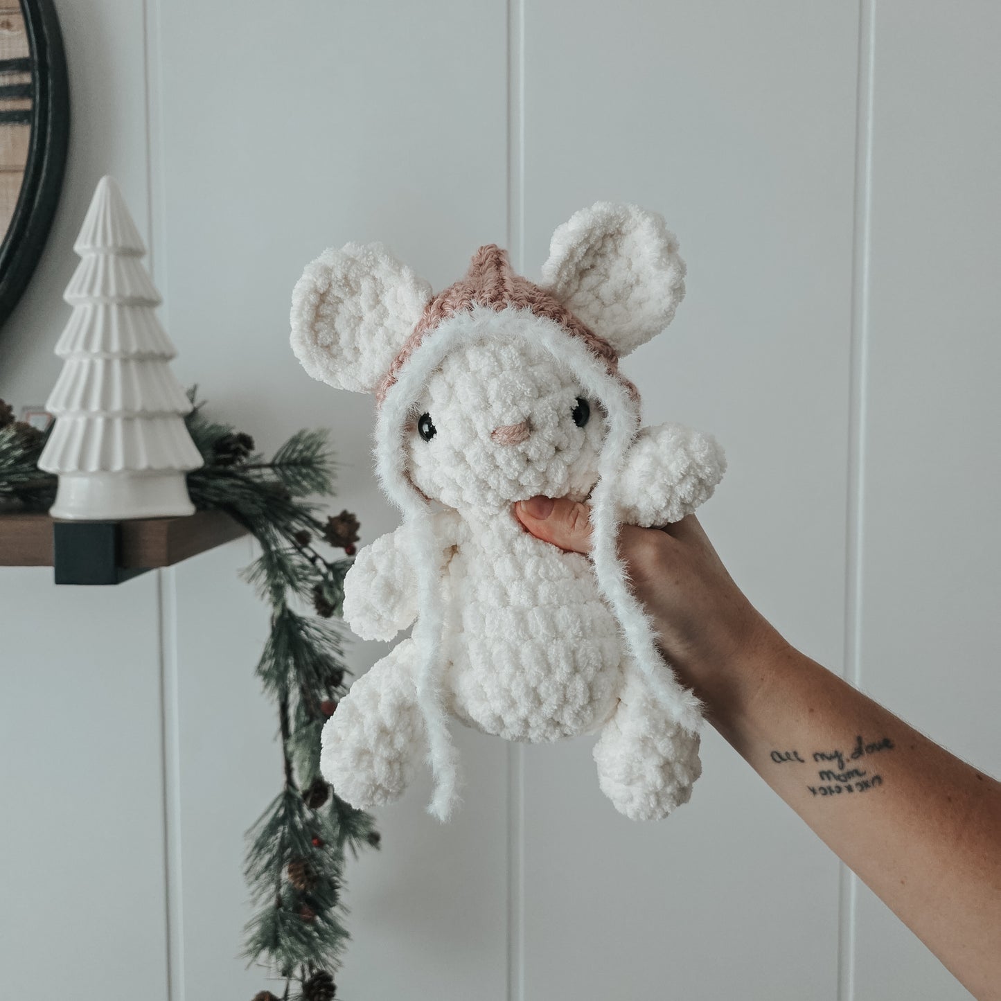 Merry the Mouse Stuffie + Crochet Hat (Crochet Pattern)