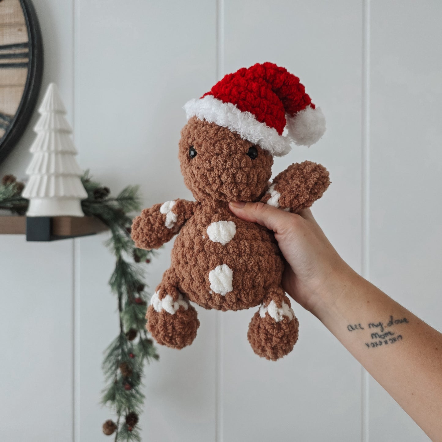 Jolly the Gingerbread Stuffie + Crochet Hats (Crochet Pattern)