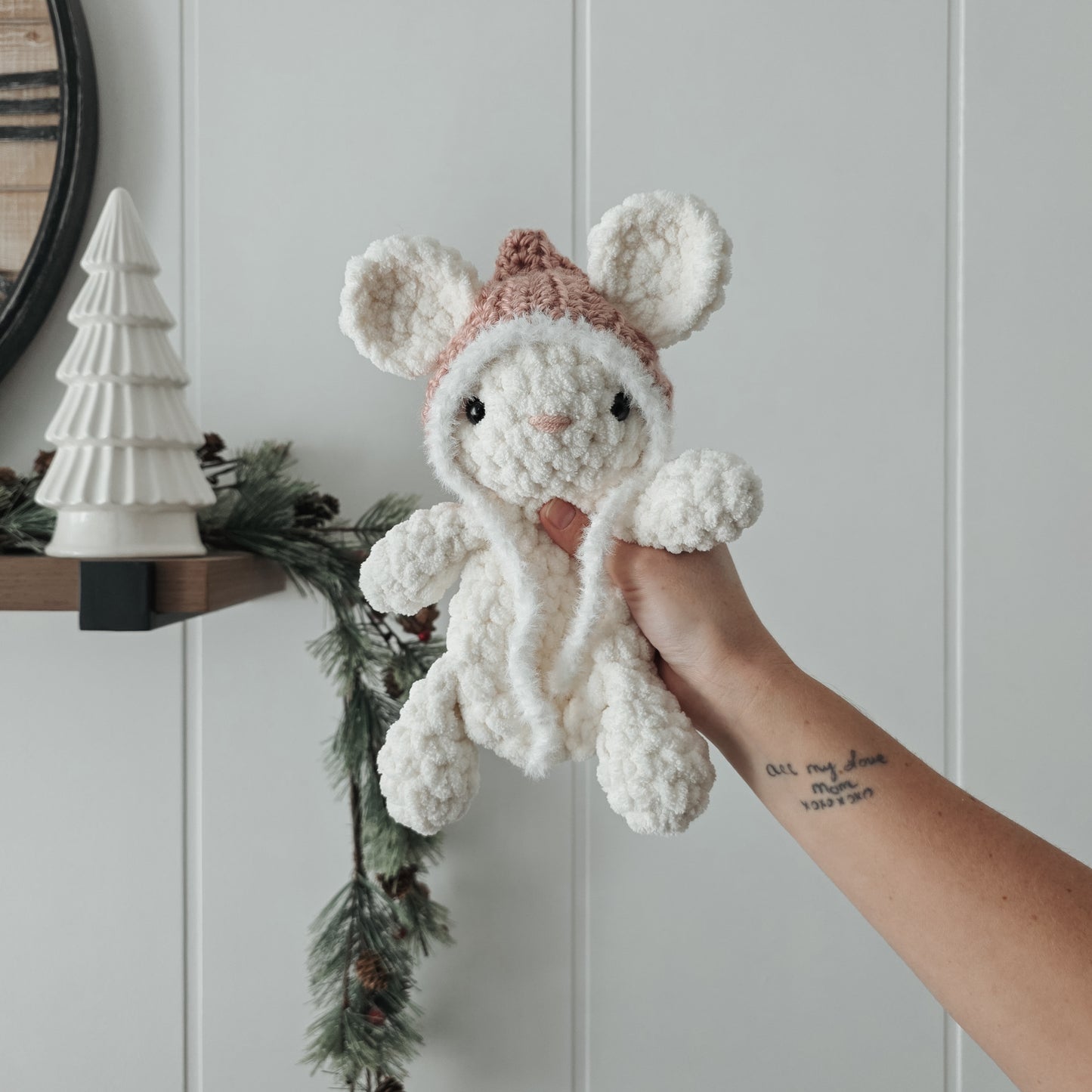 Bundle: Merry the Mouse Snuggler + Stuffie + Crochet Pixie Hat (Crochet Pattern)