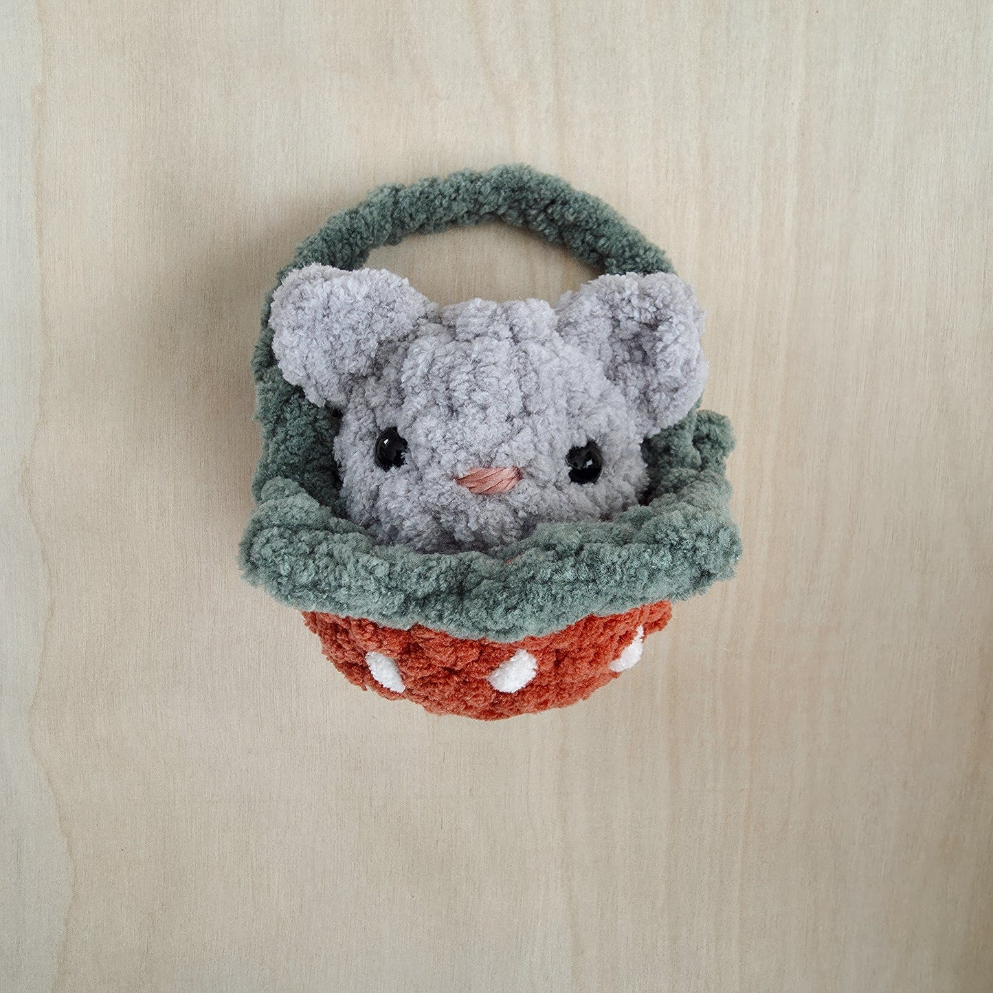 Baby Mouse Buddy and Strawberry Basket (Crochet Pattern)