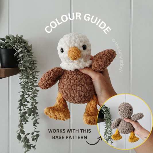 Eagle Stuffie COLOUR GUIDE + Beak, Frill, Tail Pattern (Crochet Pattern)