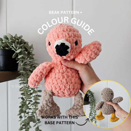 Flamingo Beachy Stuffie COLOUR GUIDE + Beak Pattern (Crochet Pattern)