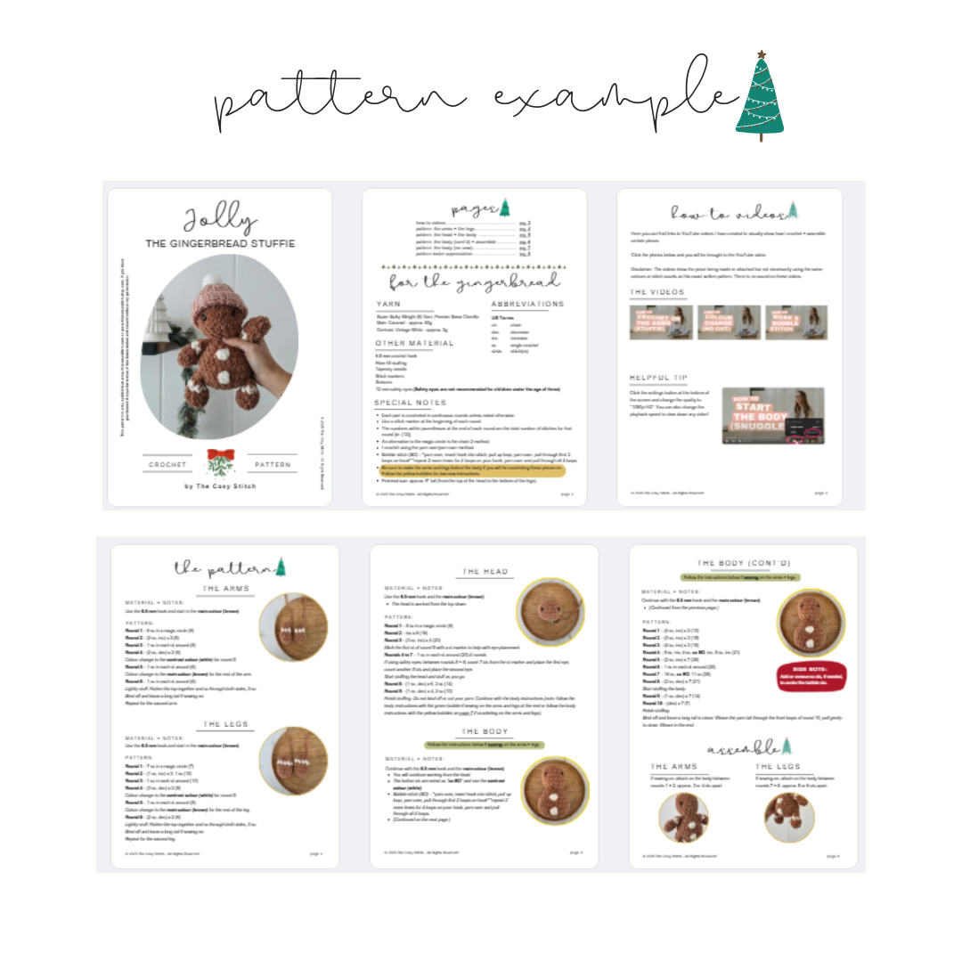 Bundle: Jolly the Gingerbread Snuggler + Stuffie + Crochet Hats (Crochet Pattern)