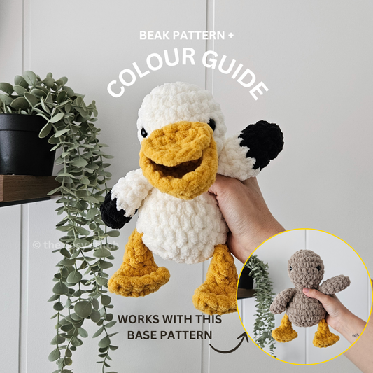 Pelican Beachy Stuffie COLOUR GUIDE + Bill Pattern (Crochet Pattern)