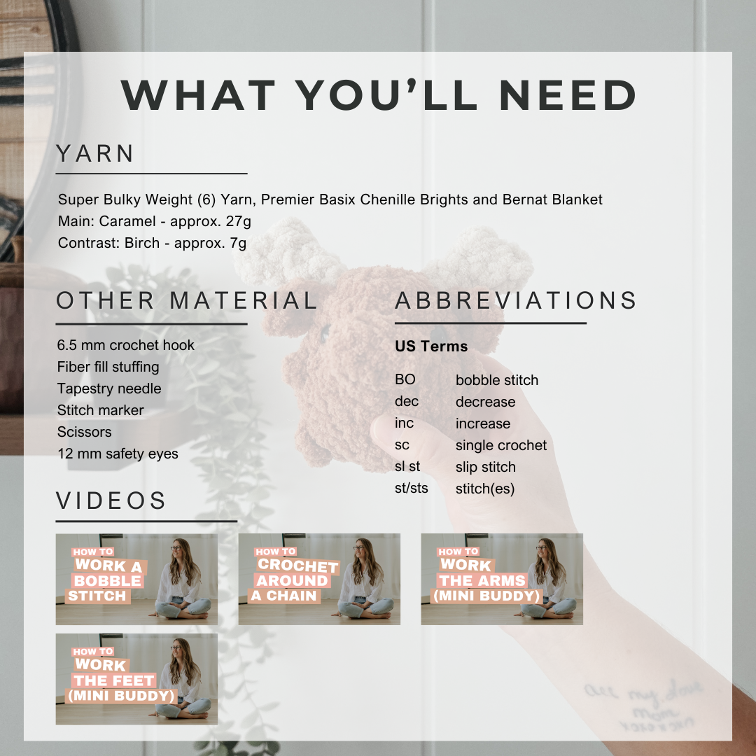 Mini Moose Chubby Woodland Buddy (Crochet Pattern)