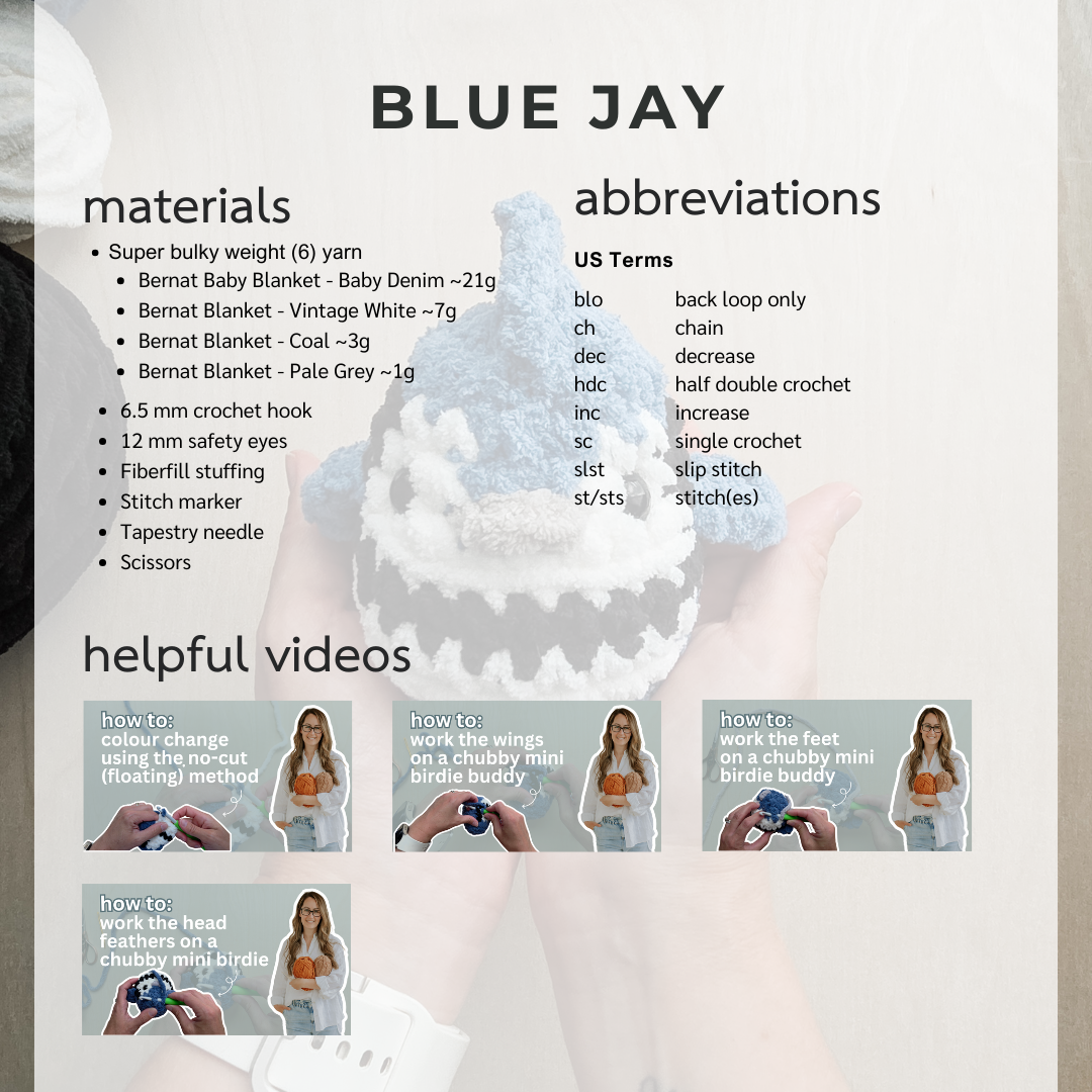 Blue Jay Chubby Mini Buddy (Crochet Pattern)