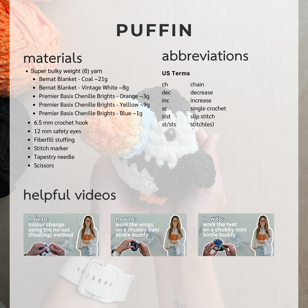 Puffin Chubby Mini Buddy (Crochet Pattern)