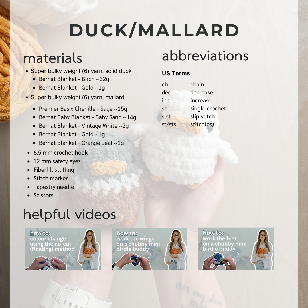 Duck/Mallard Chubby Mini Buddy (Crochet Pattern)