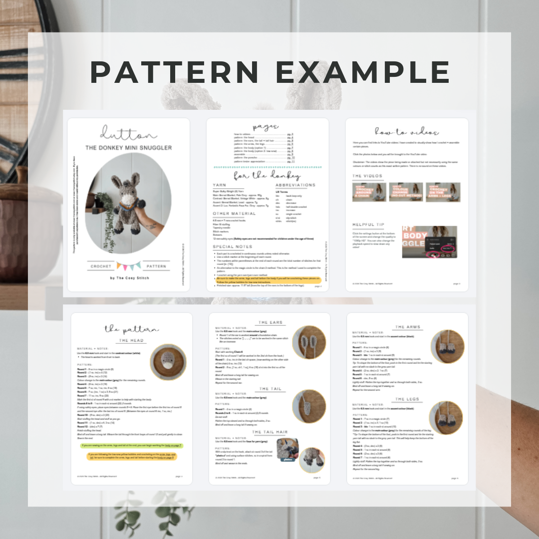 Dutton the Donkey Mini Snuggler (Crochet Pattern)