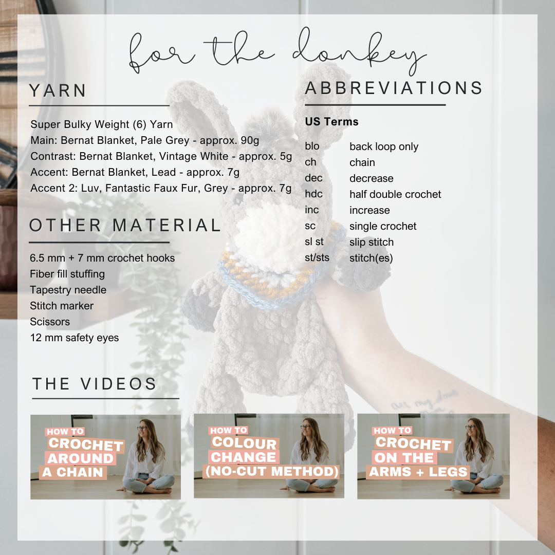 Dutton the Donkey Mini Snuggler (Crochet Pattern)