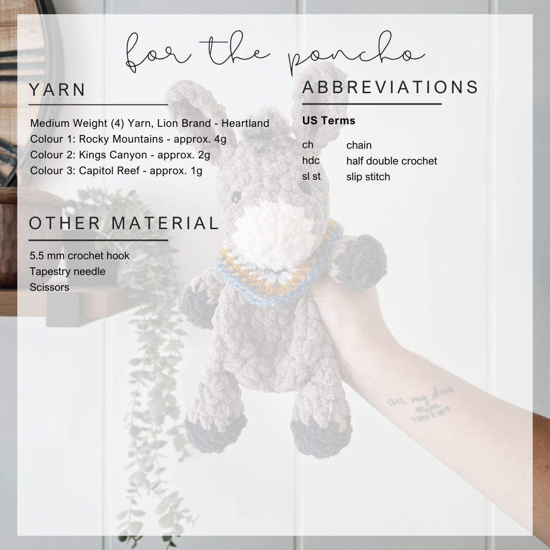 Dutton the Donkey Mini Snuggler (Crochet Pattern)