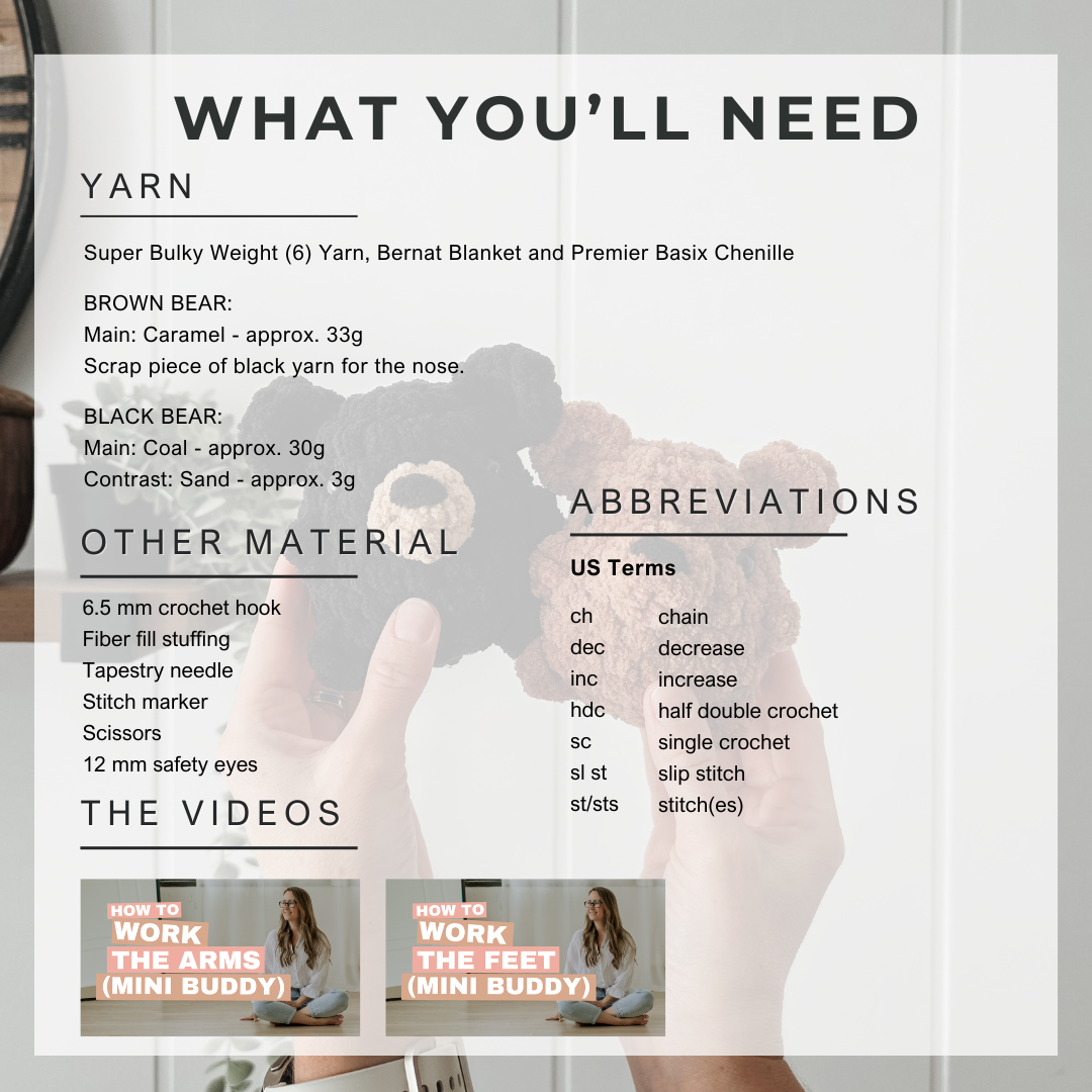 Mini Bear Chubby Woodland Buddy (Crochet Pattern)