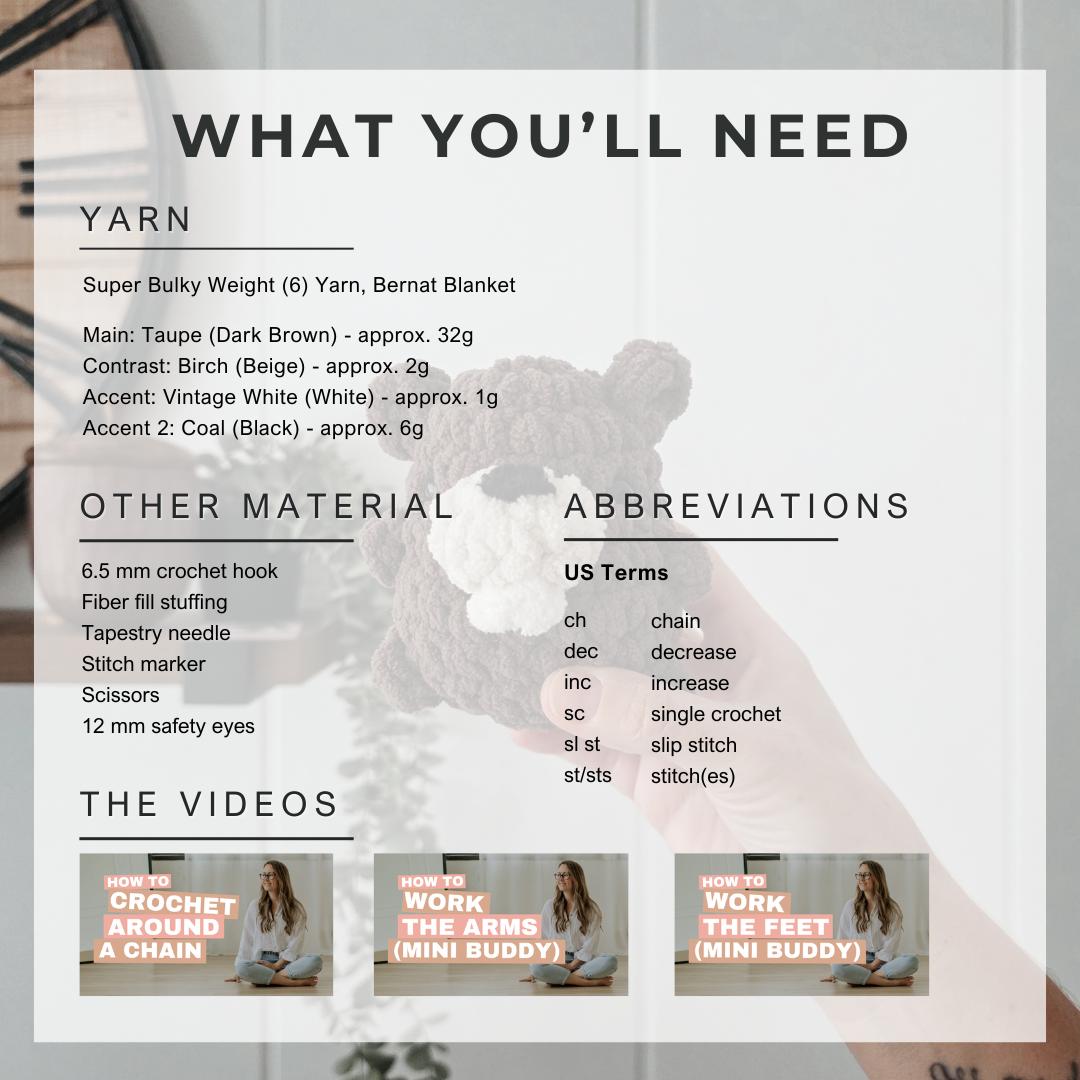 Mini Beaver Chubby Woodland Buddy (Crochet Pattern)