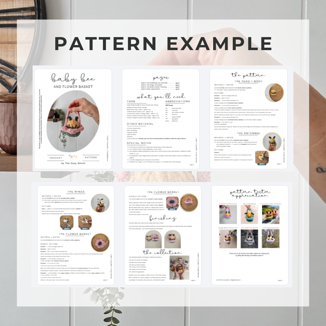 Baby Bee Buddy and Flower Basket (Crochet Pattern)