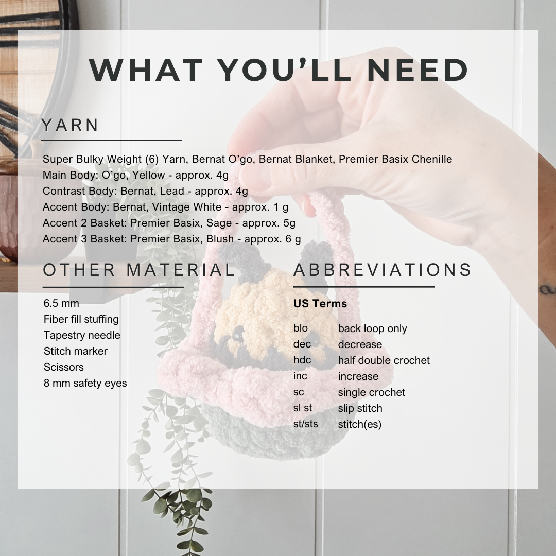 Baby Bee Buddy and Flower Basket (Crochet Pattern)