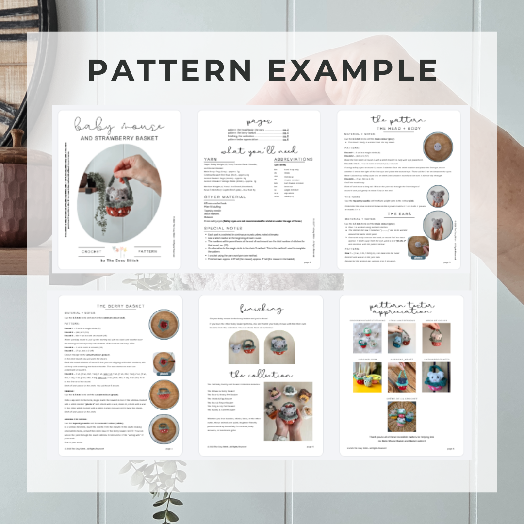 Baby Mouse Buddy and Strawberry Basket (Crochet Pattern)