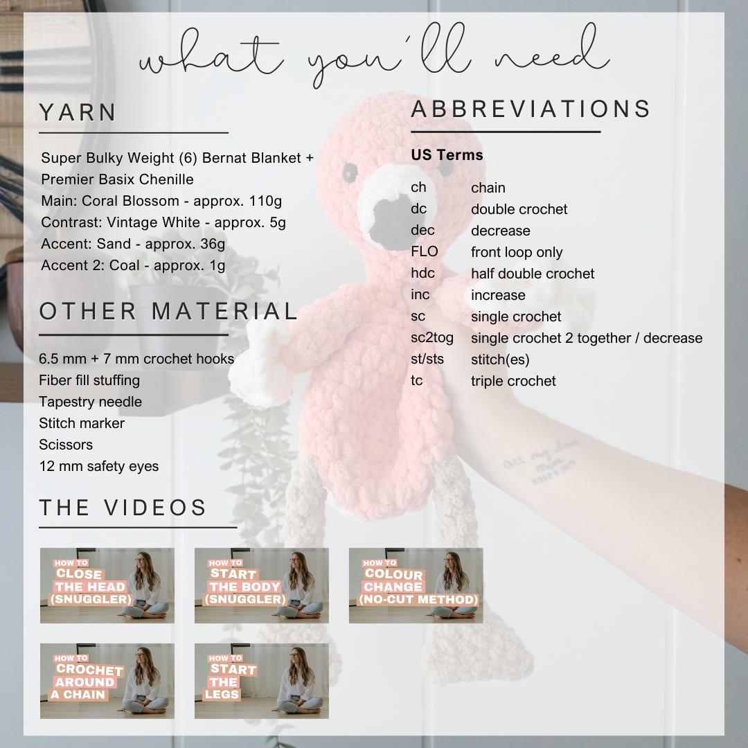 Flora the Flamingo Snuggler (Crochet Pattern)