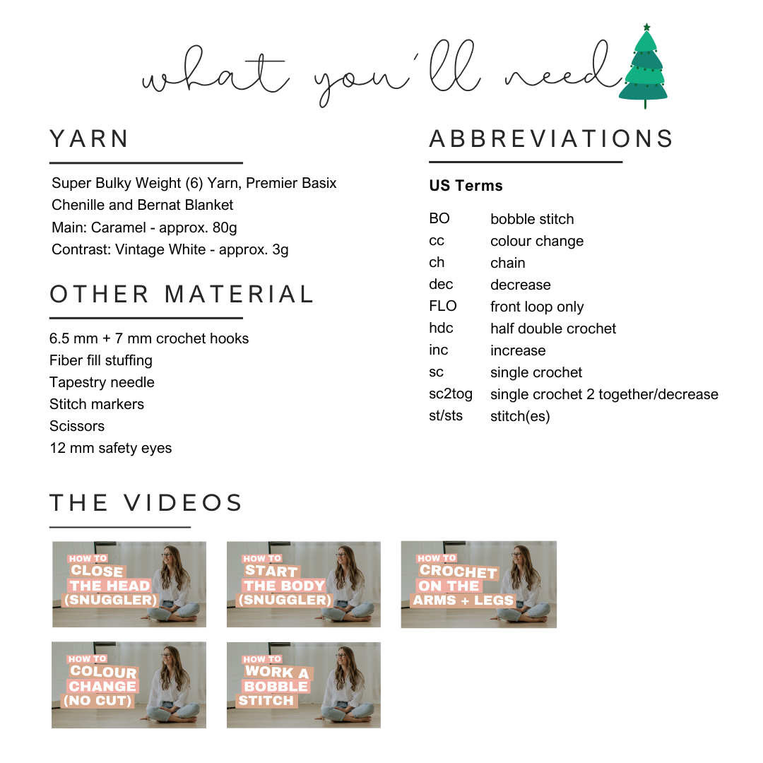 Jolly the Gingerbread Snuggler + Crochet Hats (Crochet Pattern)