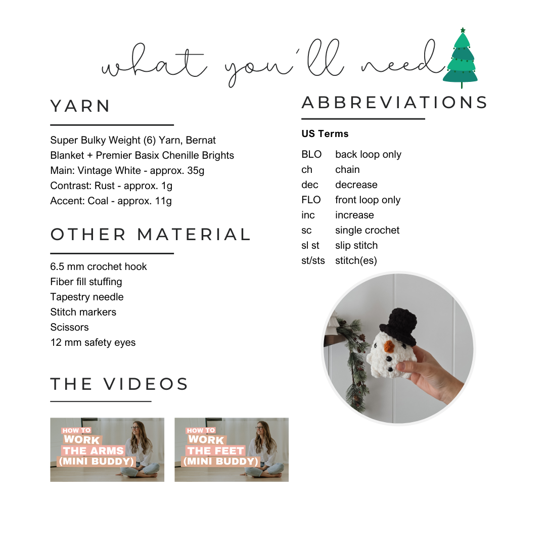 Snowman Chubby Mini Buddy (Crochet Pattern)