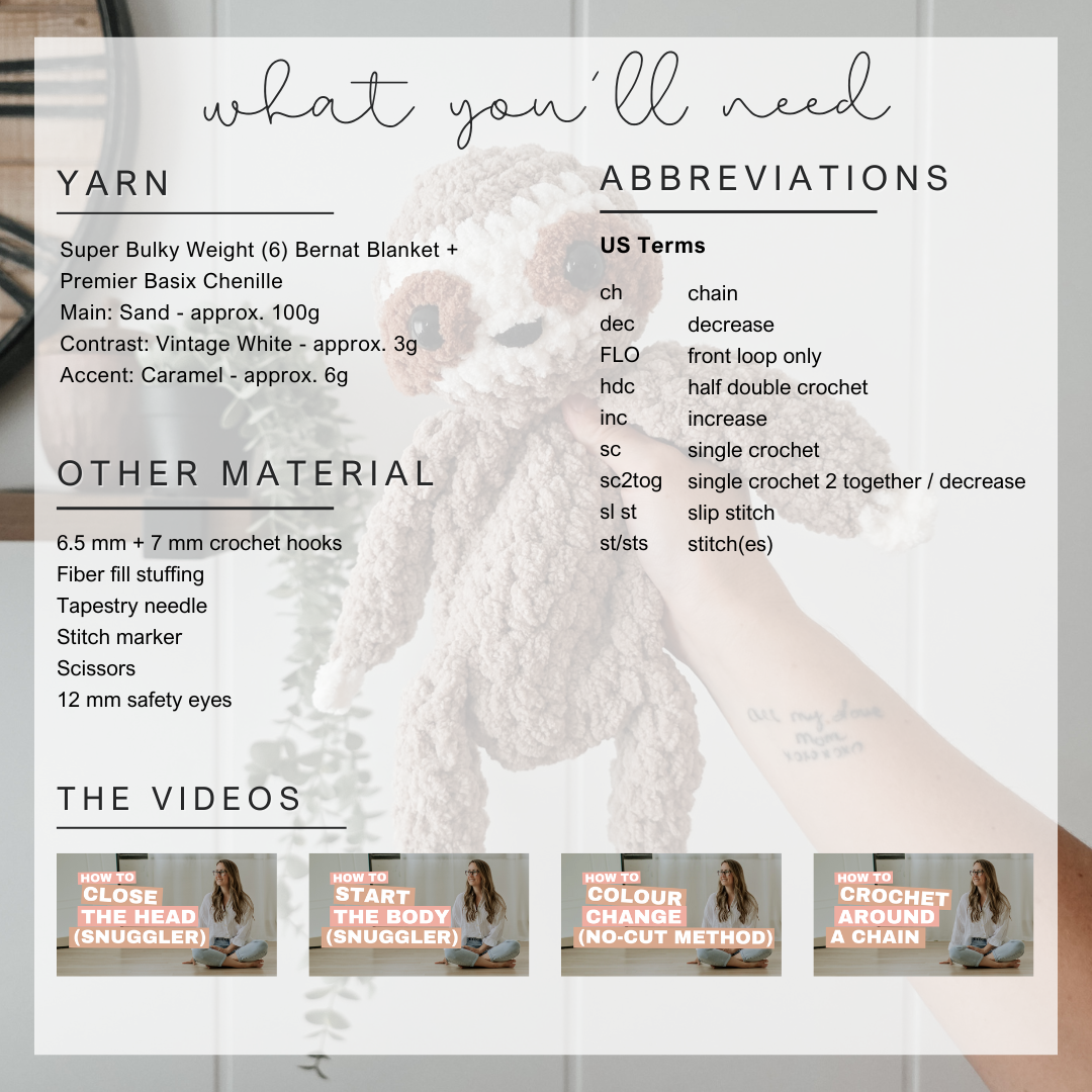 Sully the Sloth Snuggler (Crochet Pattern)