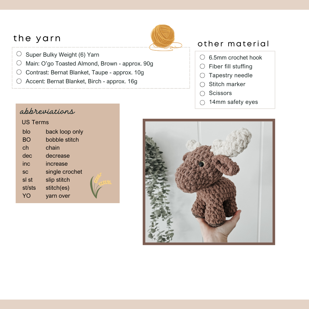 Marlow the Moose Plushie (Crochet Pattern)