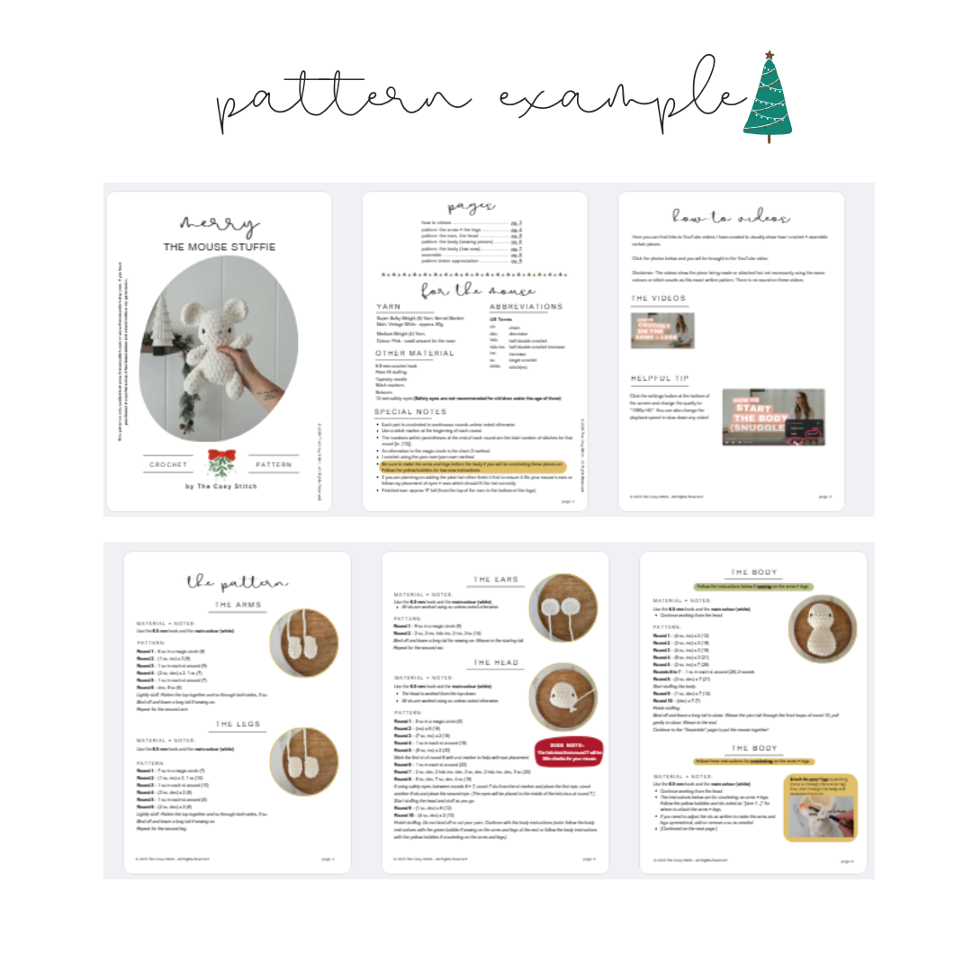 Bundle: Merry the Mouse Snuggler + Stuffie + Crochet Pixie Hat (Crochet Pattern)