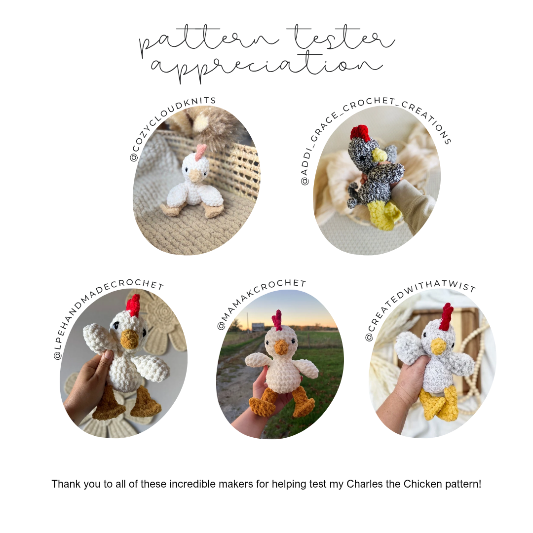Chicken Stuffie COLOUR GUIDE + Beak, Comb, Tail Pattern (Crochet Pattern)